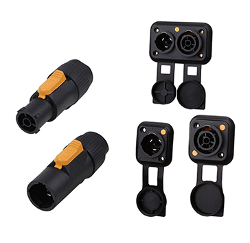 PHLTD boîte de scène à faisceau noir, prise industrielle, adaptée pour les équipements haute puissance et les systèmes d'éclairage de scène.