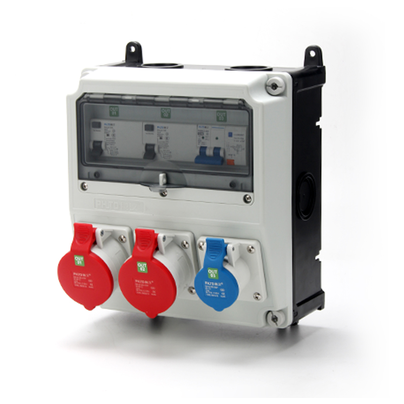 Boîte de distribution de raccordement avec prise industrielle 5P 32A, 3P 16A, avec protection contre les fuites, taille de la boîte extérieure 350x270x165mm