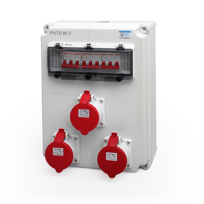 Boîte de maintenance électrique murale étanche IP44 avec prise industrielle 5P 32A et interrupteur à air, taille de la boîte extérieure 400x300x160mm