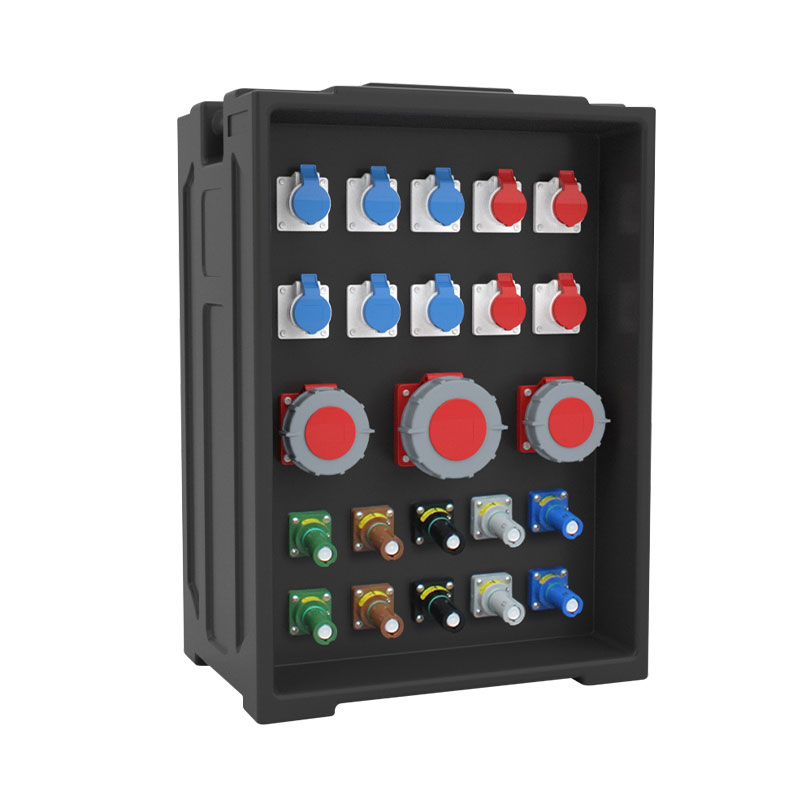 Boîte d'éclairage de scène portable avec 10 prises industrielles 16A et 3 prises Rhino (32A/63A)
