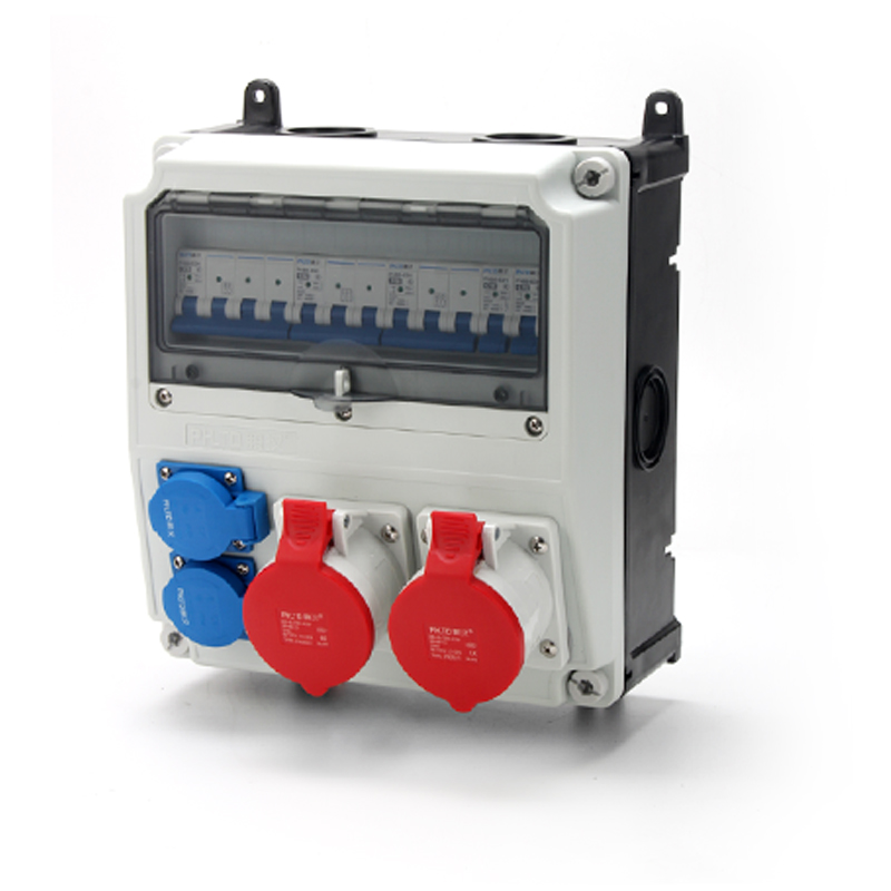 Boîte de distribution de raccordement avec prise industrielle 5P 32A, prise 220V à cinq trous 10A et interrupteur à air, taille de la boîte extérieure 350x270x165mm