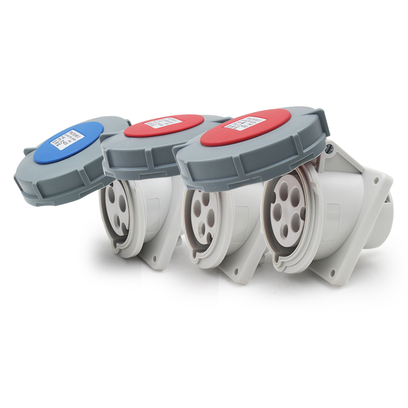 Prise et fiche industrielles PHLTD étanches IP67 à siège incliné dissimulé haute courant (3 fils, 4 fils, 5 fils, 63A/125A, 220-415V)