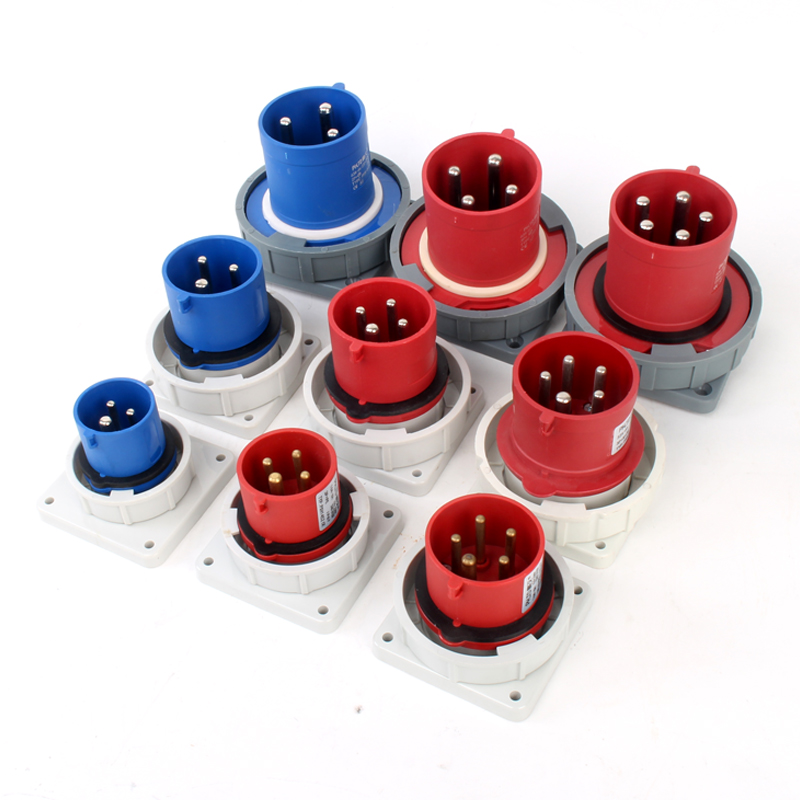 Prise et fiche industrielles PHLTD étanches IP67 haute courant (3 fils, 4 fils, 5 fils, 63A/125A)